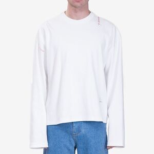 NWT Marni Ribbed Organic Cotton Jersey Long Sleeve Top Lily White Size 56 XXL MS